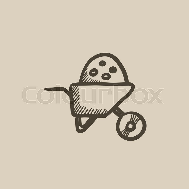 800x800 Wheelbarrow Full Of Sand Vector Sketch Icon Isolated On Background - Wheelbarrow Sketch