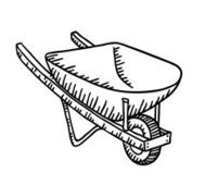 189x170 Wooden Wheelbarrow Premium Clipart - Wheelbarrow Sketch