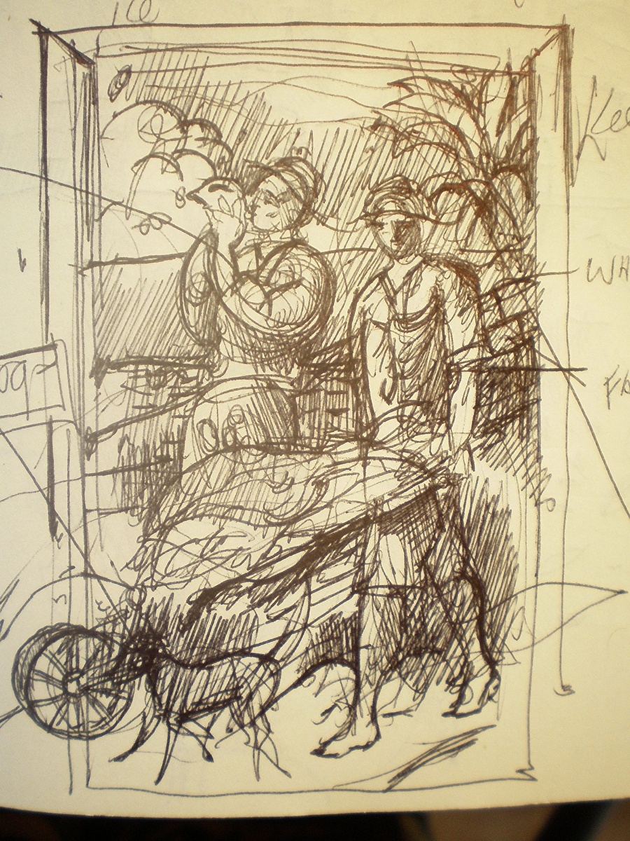 900x1200 Graham Foster - Wheelbarrow Sketch