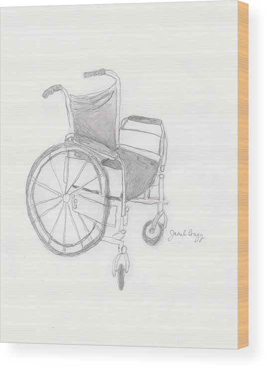 538x740 Wheelchair Sketch Wood Print By Janel Bragg - Wheelchair Sketch