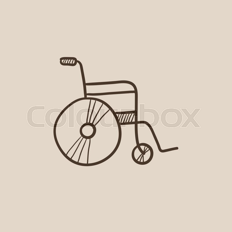 800x800 Wheelchair Sketch Icon For Web, Mobile And Infographics. Hand - Wheelchair Sketch