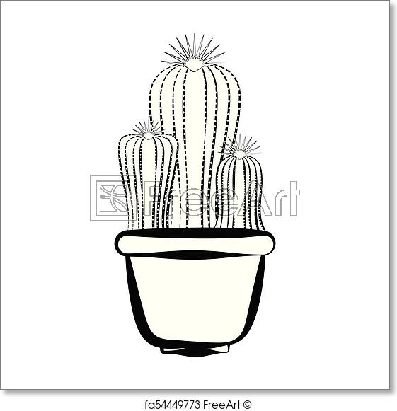 561x581 Free Art Print Of Sketch Of A Cactus. Sketch Of A Cactus, Vector - Whisk Sketch