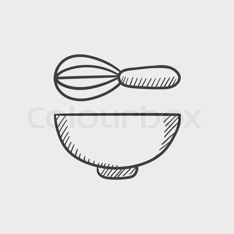 800x800 Whisk And Bowl Sketch Icon For Web, Mobile And Infographics. Hand - Whisk Sketch