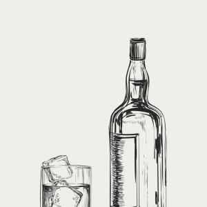 300x300 Hand Draw Of Whiskey Bottle Vector Sohadacouri - Whiskey Bottle Sketch