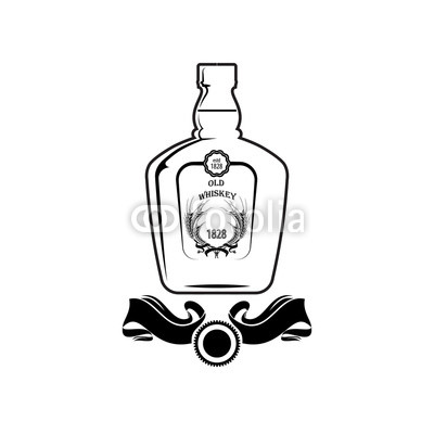 400x400 Alcohol Bottle Old Whiskey Drink Drinking Cocktail Bar Pub - Whiskey Bottle Sketch