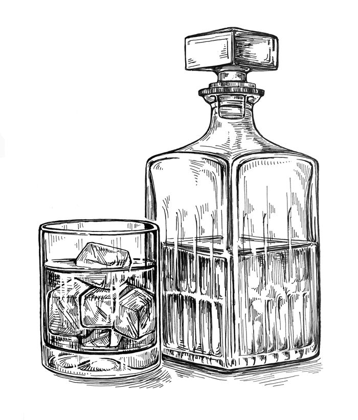 700x822 Sarah Rutherford 16. Illustrators Thanksgiving - Whiskey Glass Sketch