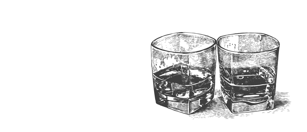 1020x440 Whiskey In Glasses On Paper Background. Engraved Stock Vector - Whiskey Glass Sketch