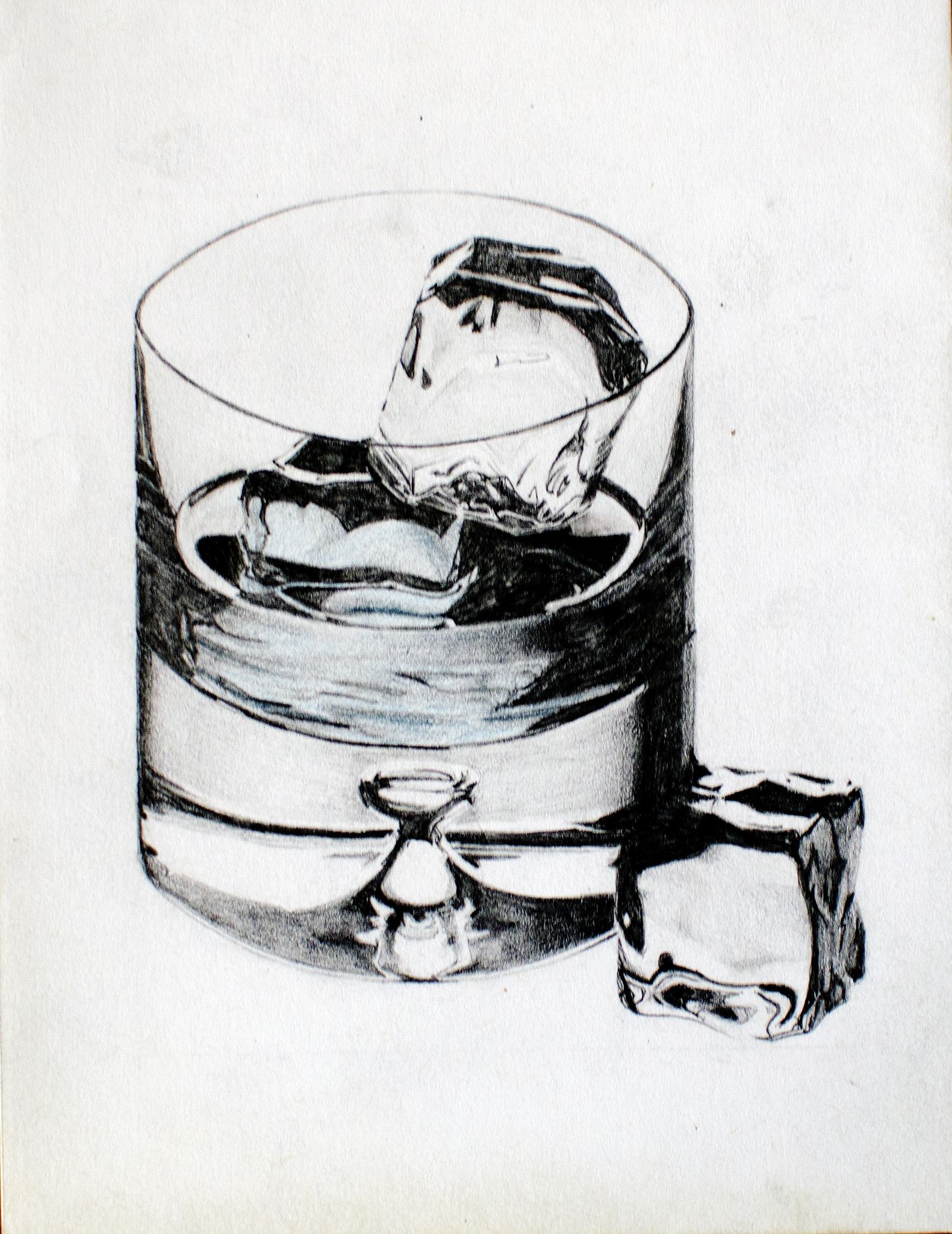 1581x2048 Glass Of Whiskey, Ice Cubes, Tattoo Design My Art - Whiskey Glass Sketch