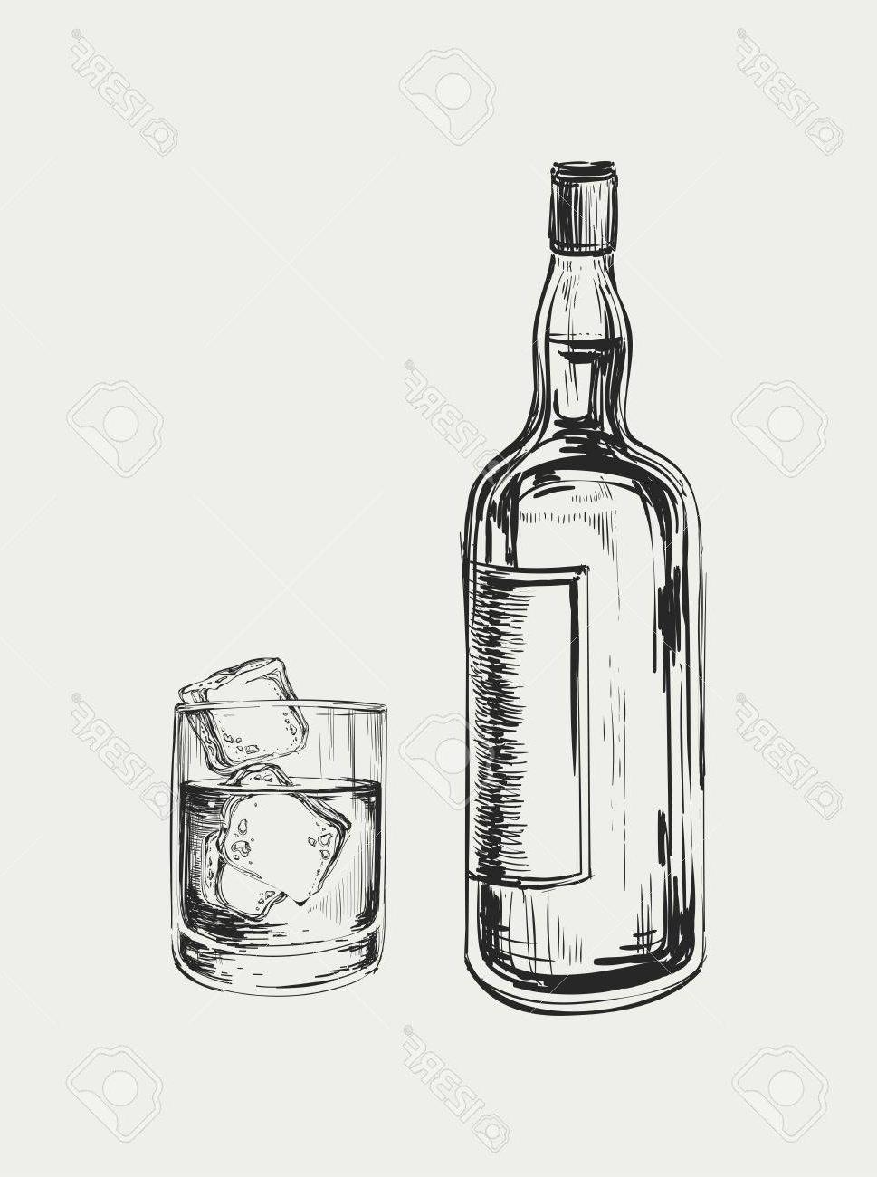 969x1300 Best Free Sketch Whiskey Bottle And Glass Hand Drawn Drink Vector - Whiskey Glass Sketch