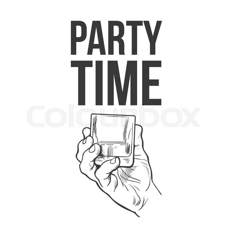 800x800 Hand Holding Full Glass Of Whiskey, Sketch Style Vector - Whiskey Sketch