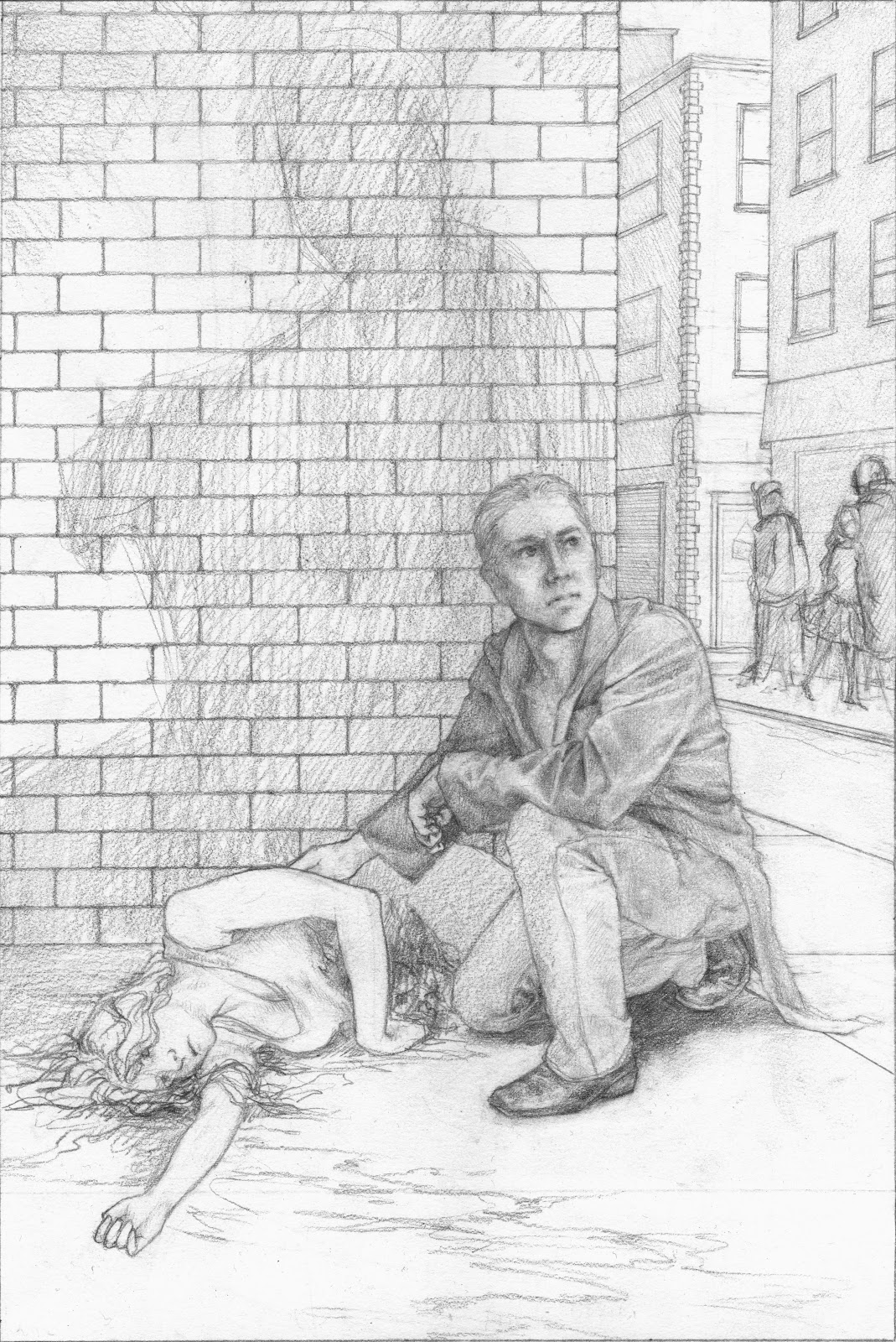 1069x1600 Jenna Kass Illustration Whiskey And Water Sketch Progress - Whiskey Sketch