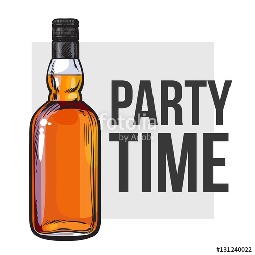500x500 Whiskey Bottle, Sketch Style Vector Invitation, Banner, Poster - Whiskey Sketch
