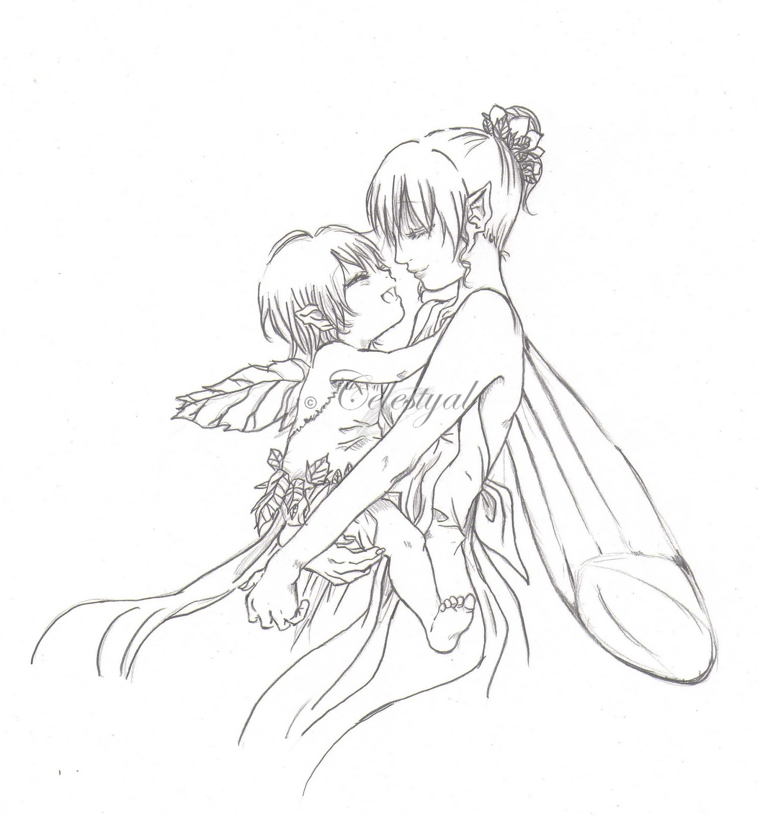 1488x1600 The Whisper Of Angels Fairy Mom And Her Baby - Whisper Sketch