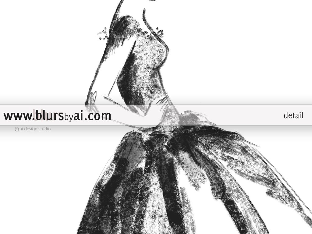 1024x768 Printable Fashion Sketch Of A Vintage Style Dress In Black And - White Dress Sketch