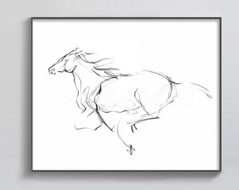 340x270 Horse Sketch Etsy - White Horse Sketch