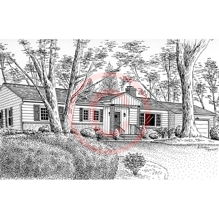 750x750 Pen And Ink Artist Kelli Swan Custom Portraits Of Houses, Homes - White House Sketch