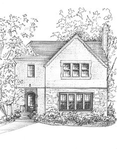 235x299 The 168 Best Line Drawings Of Houses Images House - White House Sketch