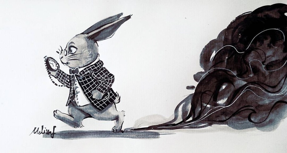 920x489 Run White Rabbit, An Art Print By Melissa Falconi - White Rabbit Sketch