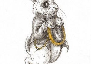 300x210 White Rabbit Alice In Wonderland Drawing Costume Sketch - White Rabbit Sketch