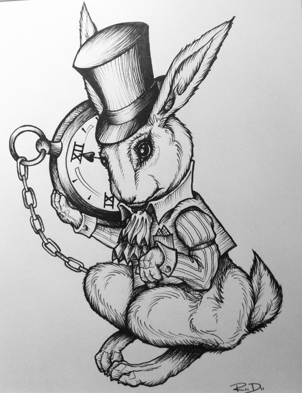 968x1259 White Rabbit Alice In Wonderland Tattoo White Rabbit Illustration - White Rabbit Sketch