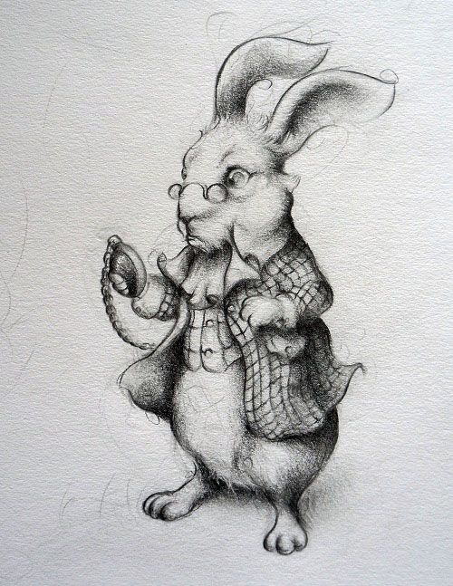 500x647 White Rabbit Sketch Steemit - White Rabbit Sketch