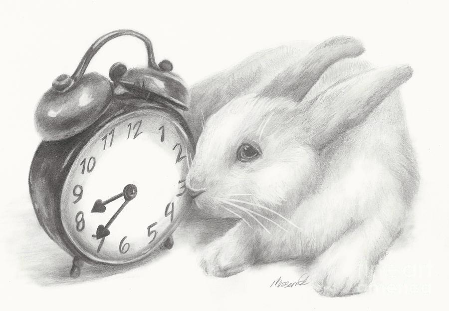 900x623 White Rabbit Still Life Drawing By Meagan Visser - White Rabbit Sketch
