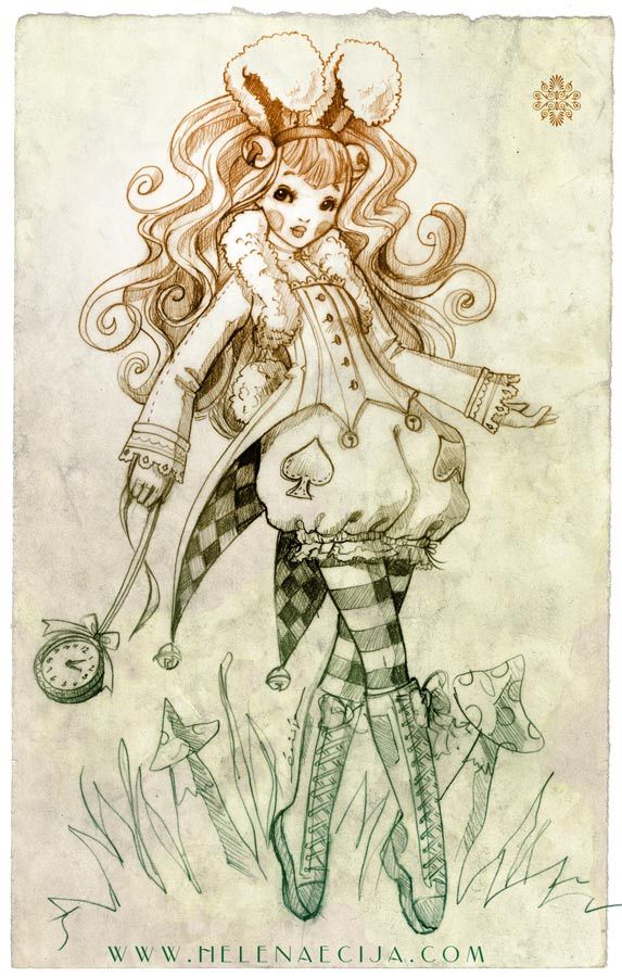 573x900 White Rabbit In Wonderland Sketch By On - White Rabbit Sketch