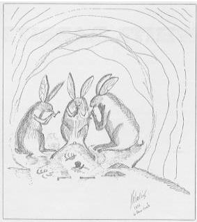 283x320 White Leonora Carrington Biblioklept - White Rabbit Sketch