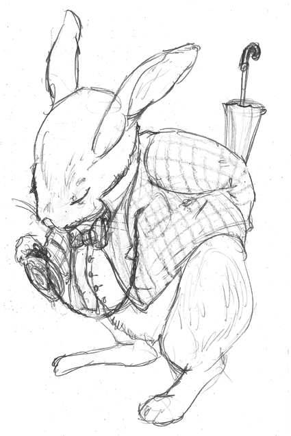 425x635 Jed Alexander 9x9in White Rabbit From Alice In Wonderland - White Rabbit Sketch