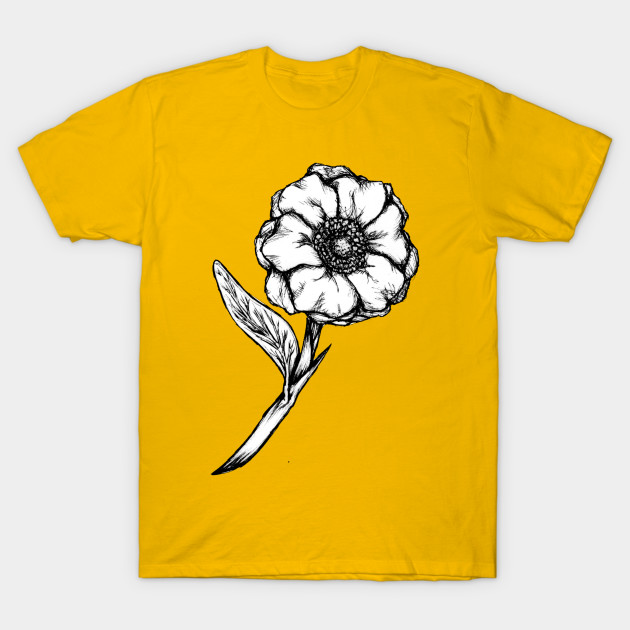 630x630 Flower Sketch (Original White) - White T Shirt Sketch