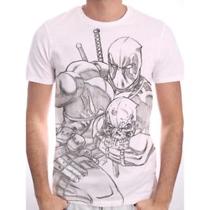 300x300 Official Marvel Comics Deadpool - White T Shirt Sketch