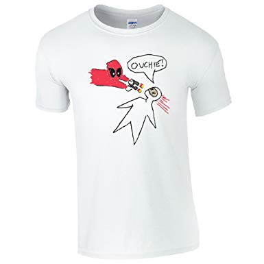 385x385 Ouchie! Sketch Deadpool White T Shirt Amazon.co.uk Clothing - White T Shirt Sketch