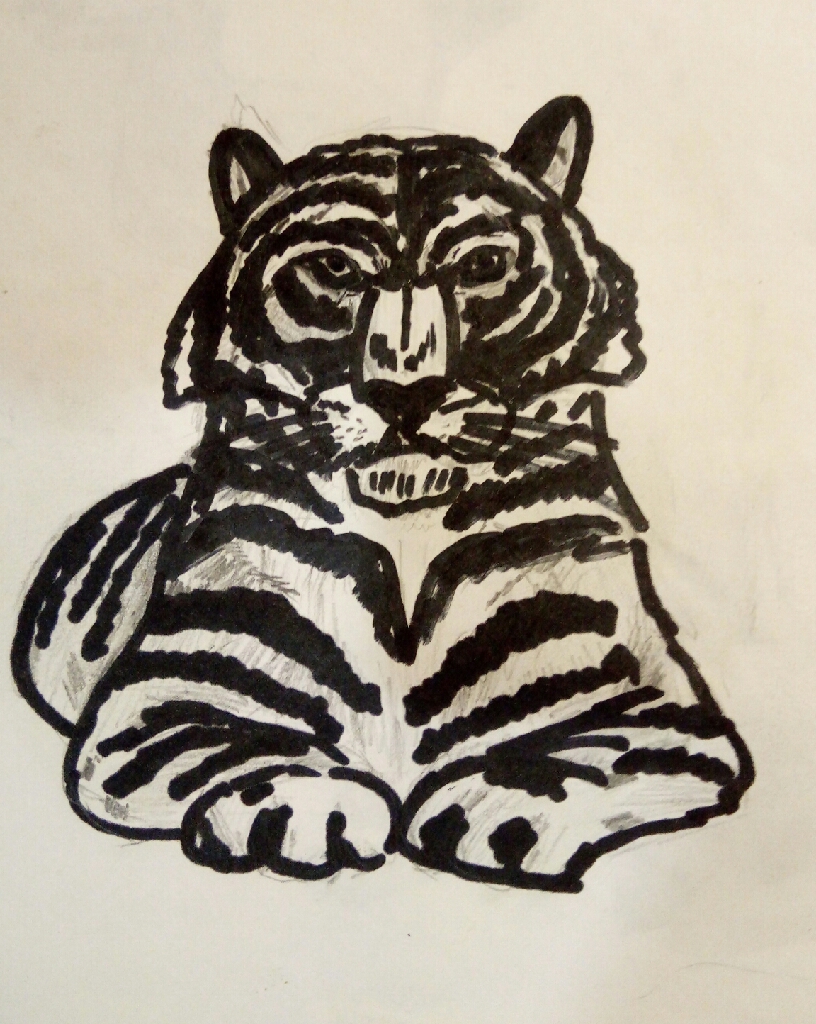 816x1024 Marker Sketch - White Tiger Sketch