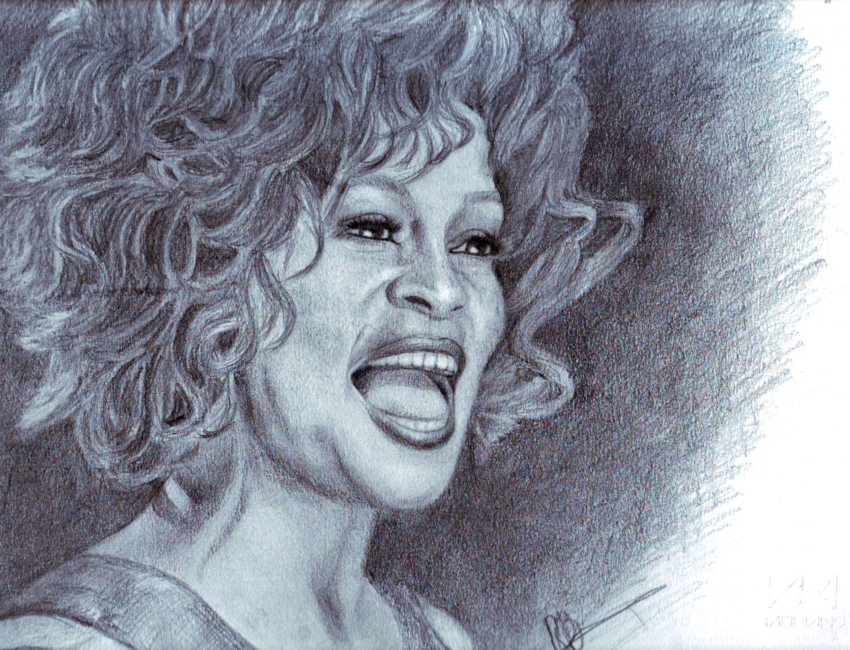 850x650 Portrait Of Whitney Houston By Dorothy On Stars Portraits - Whitney Houston Sketch