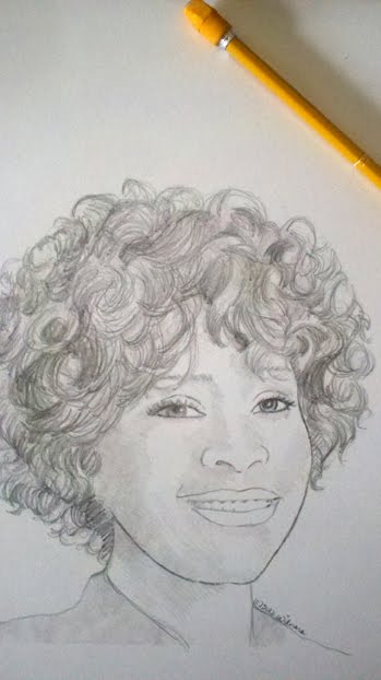 349x622 Soulful Artist Whitney Houston Sketch - Whitney Houston Sketch