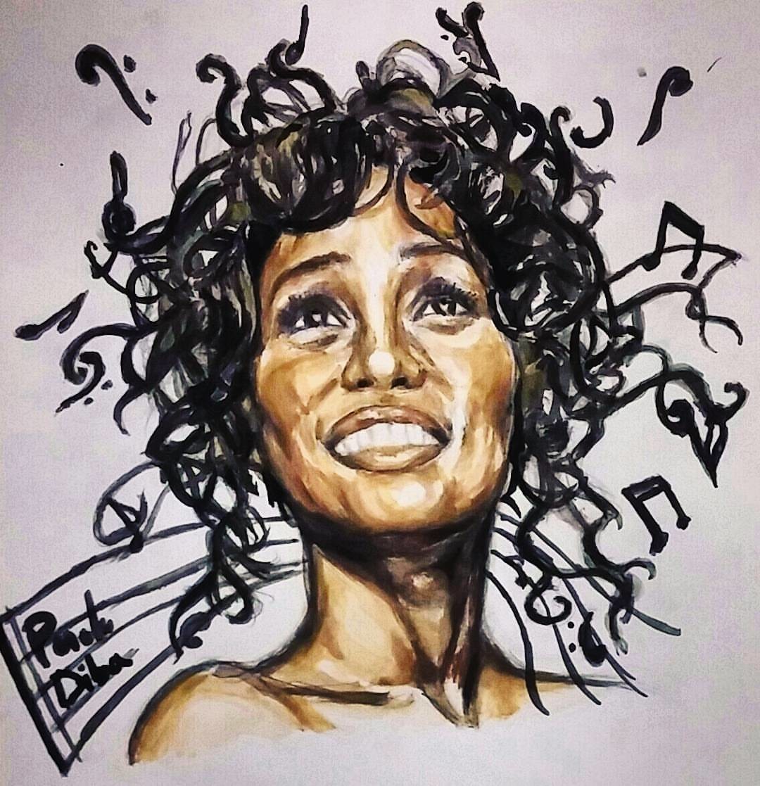 1080x1117 Artstation - Whitney Houston Sketch