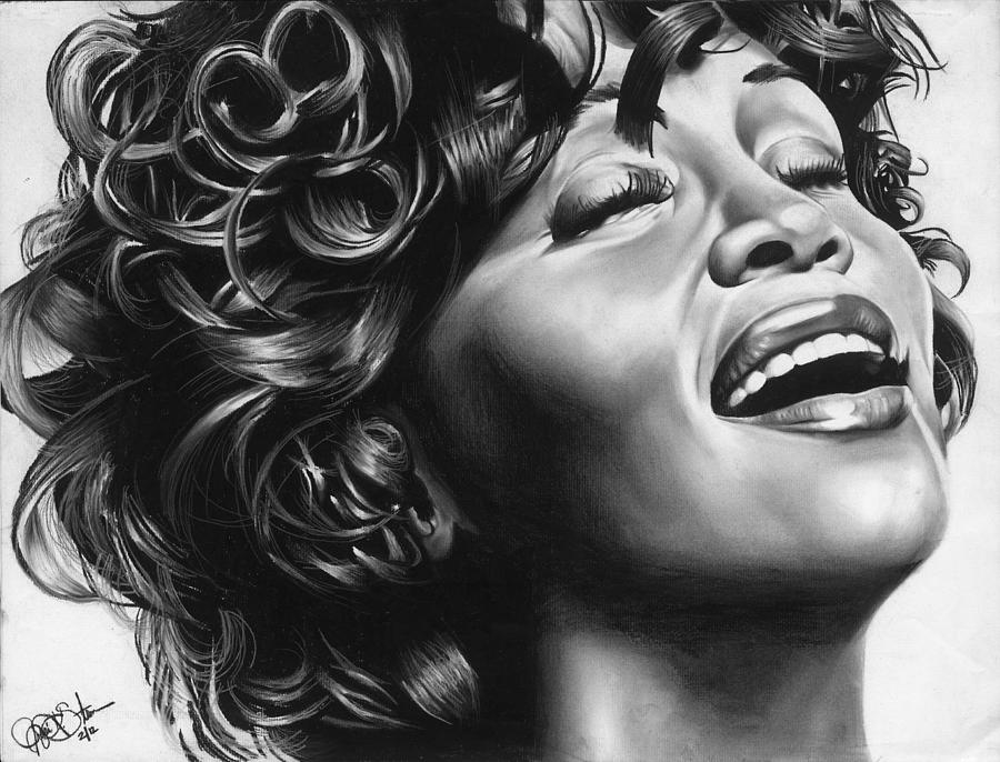 900x686 Whitney Houston Drawing By Jeff Stroman - Whitney Houston Sketch