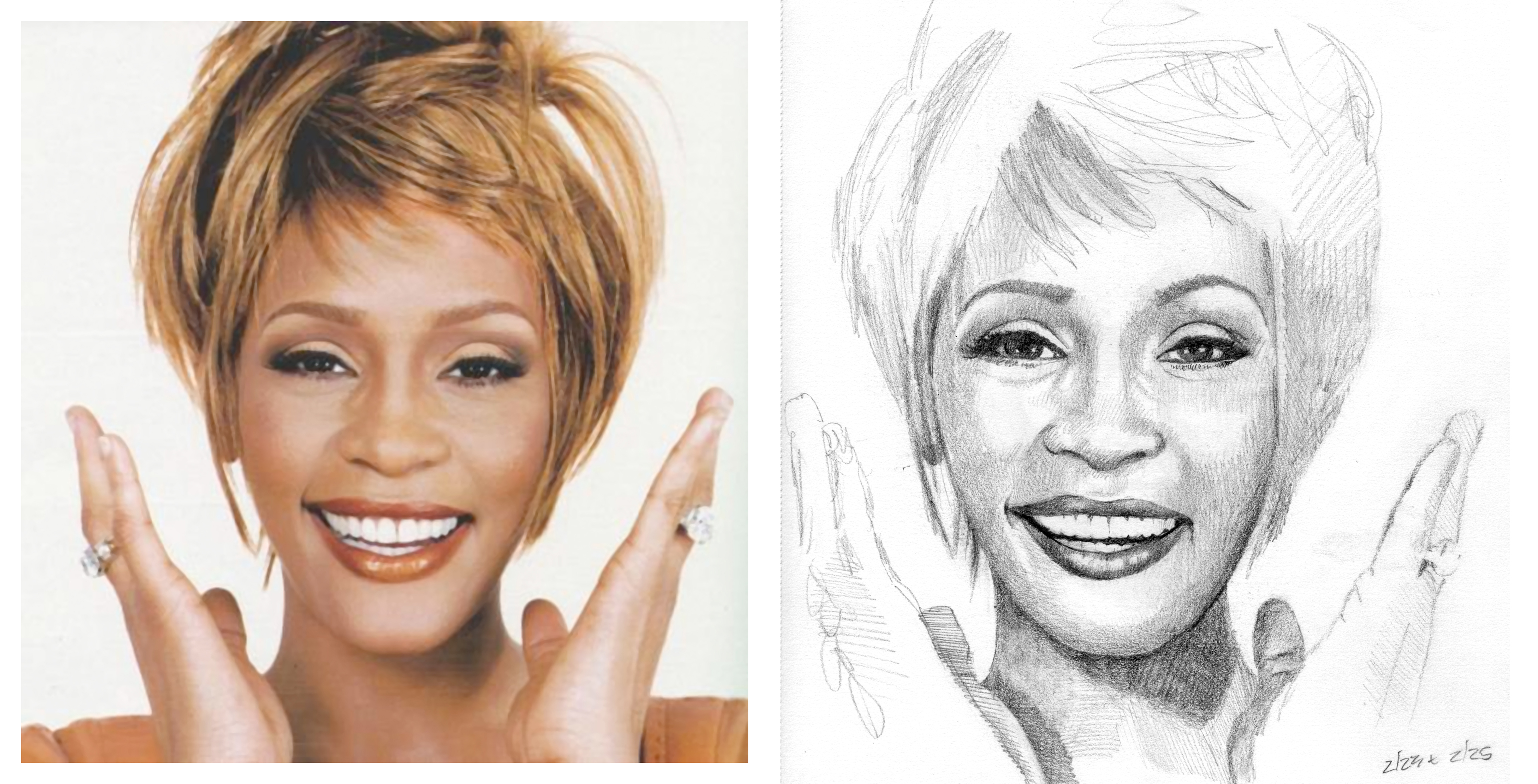 4355x2220 Whitney Houston Sketch Oneportraiteveryday - Whitney Houston Sketch