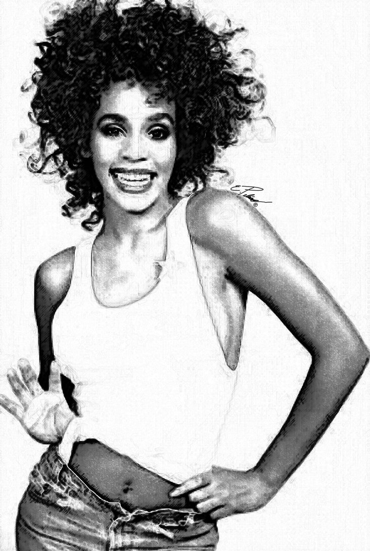 732x1090 Whitney Houston By Erinpelicano - Whitney Houston Sketch