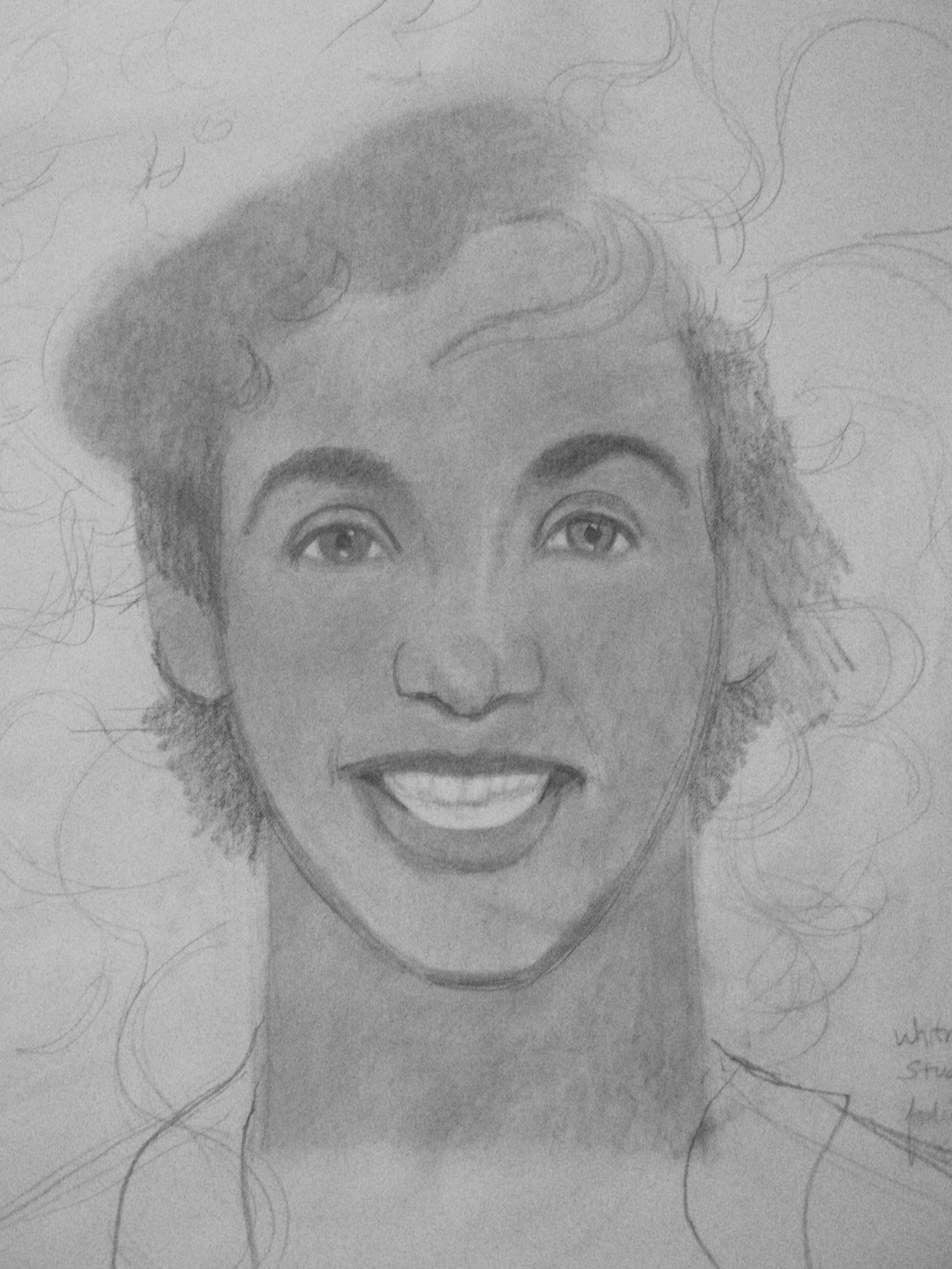 2736x3648 Whitney Houston Portrait In Progress Art Of Schmidt - Whitney Houston Sketch