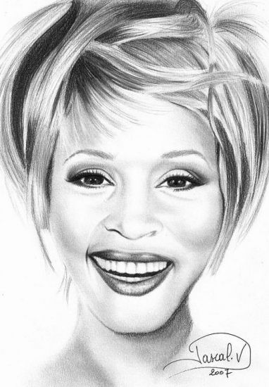382x550 Pin By Knottygal On Art Drawings, Pencil Drawings - Whitney Houston Sketch