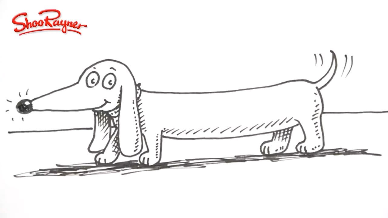 1280x720 How To Draw A Cartoon Dachshund - Wiener Dog Sketch