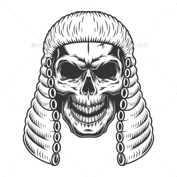 590x590 Skull In The Judge Wig By Imogi Graphicriver - Wig Sketch