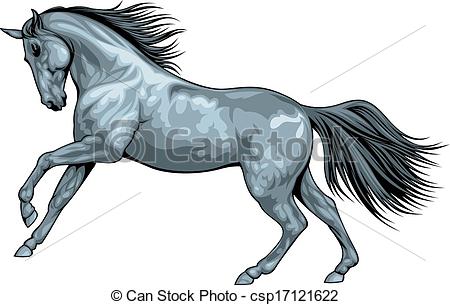 450x305 Black Wild Horse Isolated On The White Background. - Wild Horse Sketch