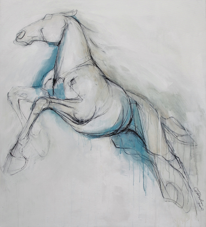 700x773 Clare Trenchard Wild Horse Ii Charcoal And Wash On Canvas Ht 128 X - Wild Horse Sketch