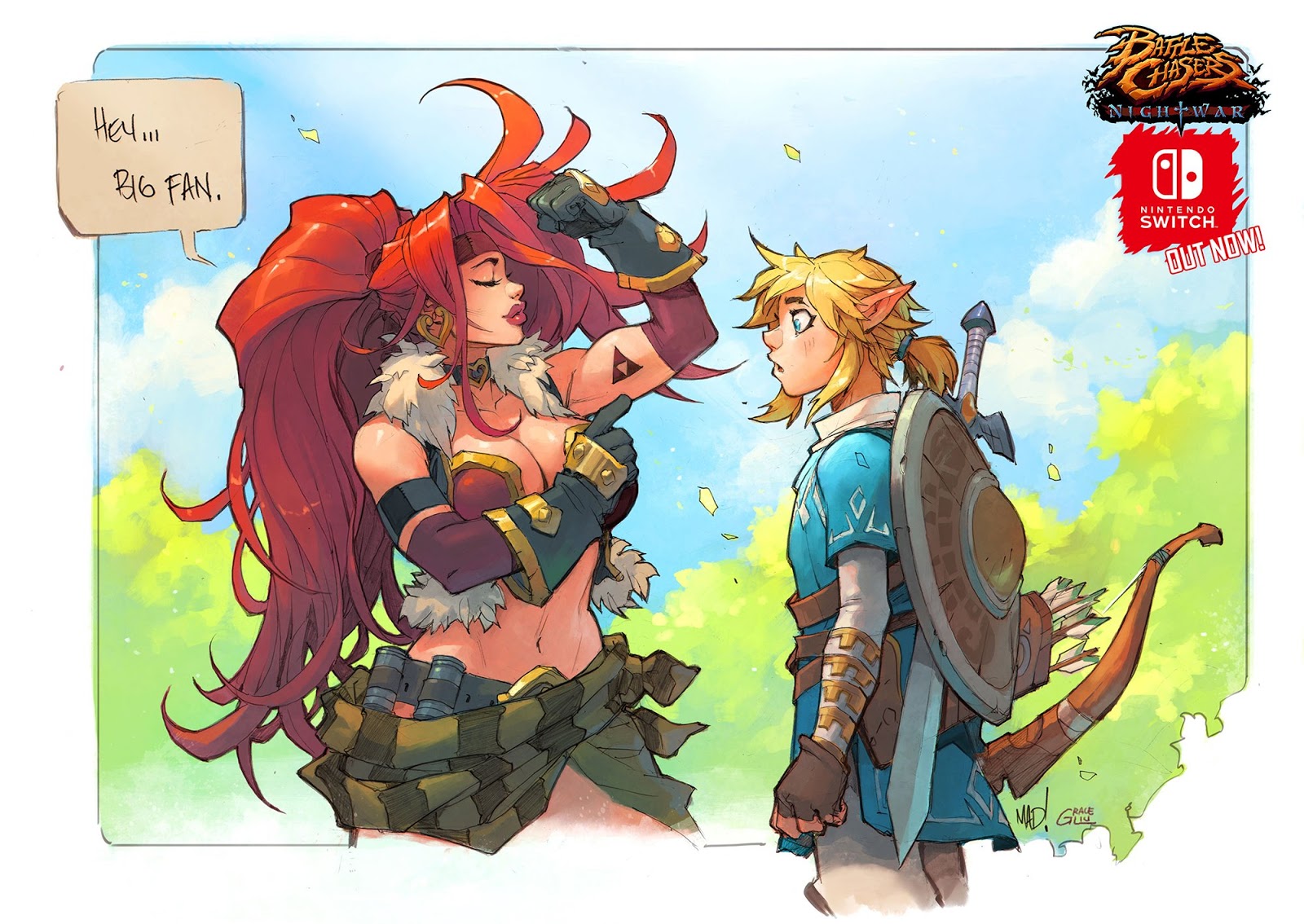 1600x1134 Red Monika And Zelda Breath Of The Wild Sketch By Joe Madureira - Wild Sketch