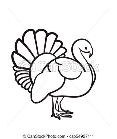 395x470 Thanksgiving Day Turkey Hand Drawn Sketch Icon. Thanksgiving Day - Wild Turkey Sketch