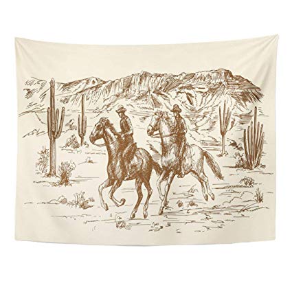 425x425 Alliucoo Wall Tapestries 80 X 60 Inches Ranch American - Wild West Sketch
