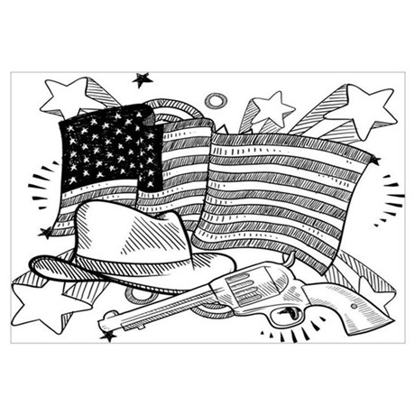 460x460 American Wild West Sketch Canvas Art - Wild West Sketch