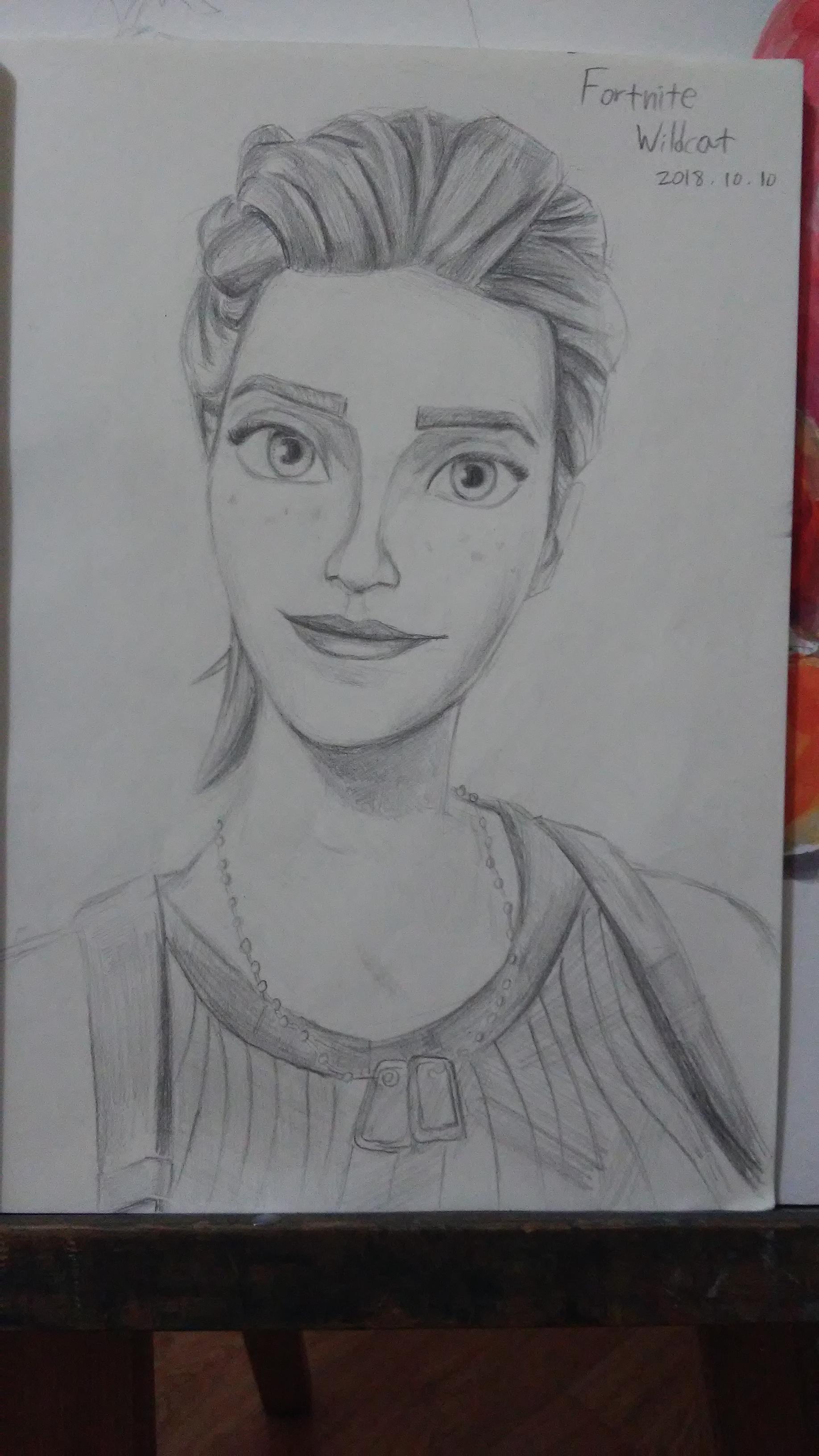 1836x3264 Wildcat Sketch. Bright Girl. Fortnite - Wildcat Sketch